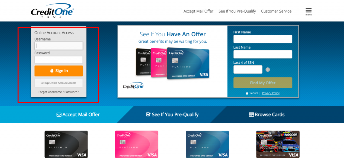 one bank credit card payment
