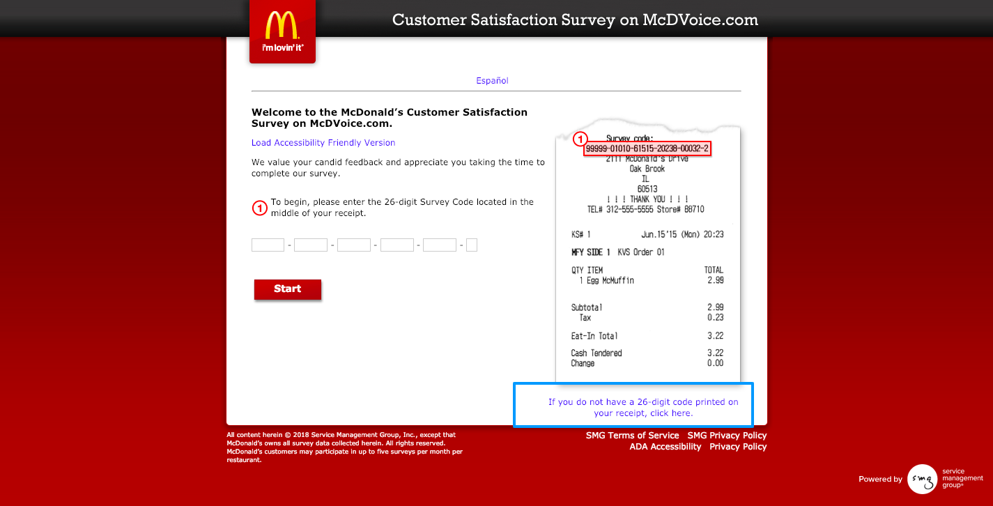 McDonald’s Customer Survey on McDVoice com Welcome