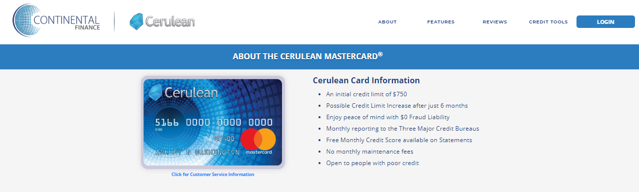 continental finance cerulean credit card review