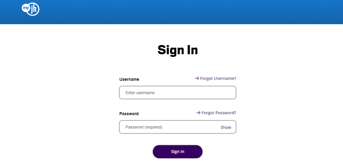 MyJH Account login