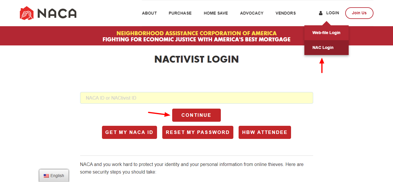 naca login