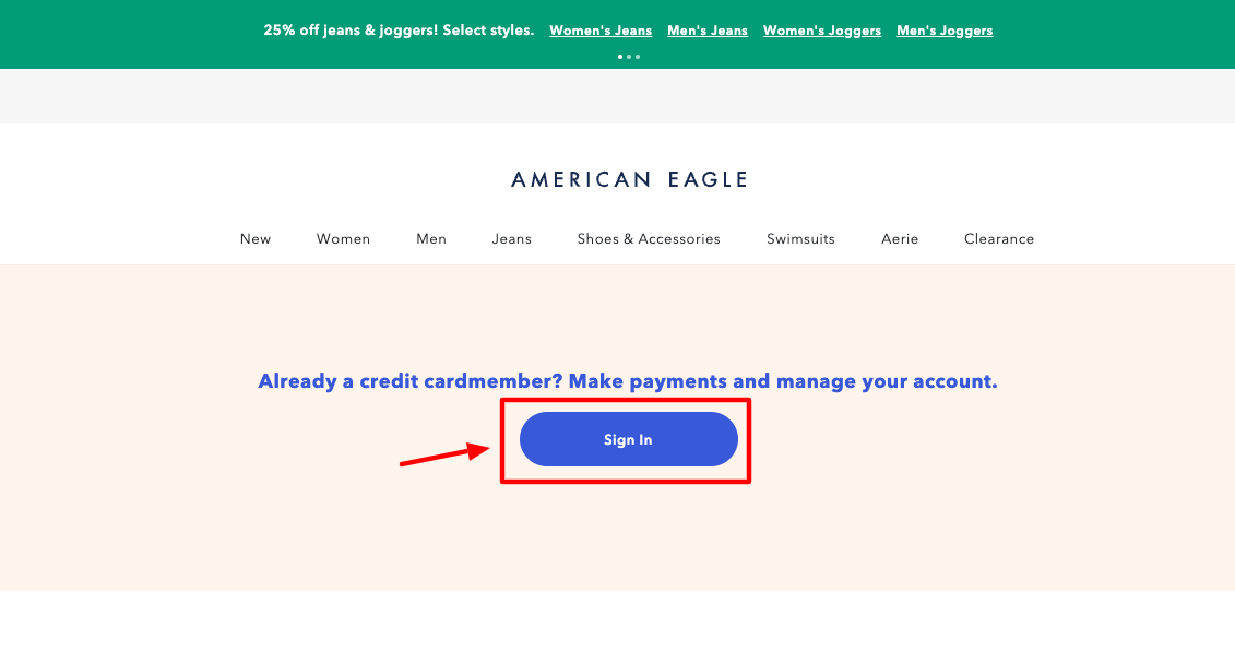 american eagle credit card login