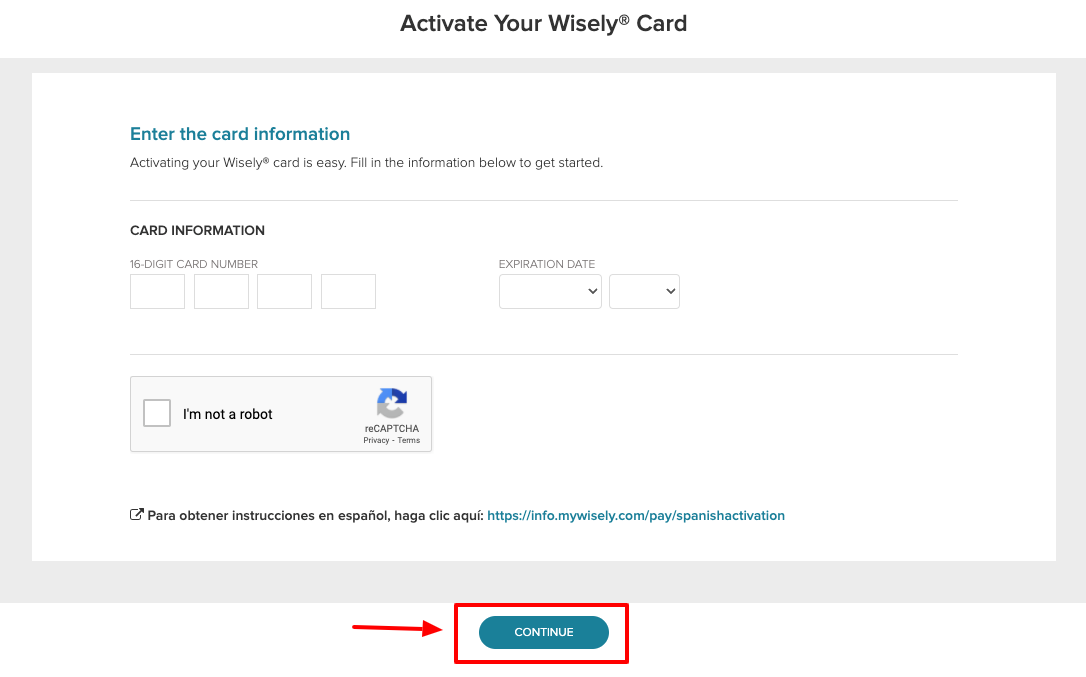 wisely card activation